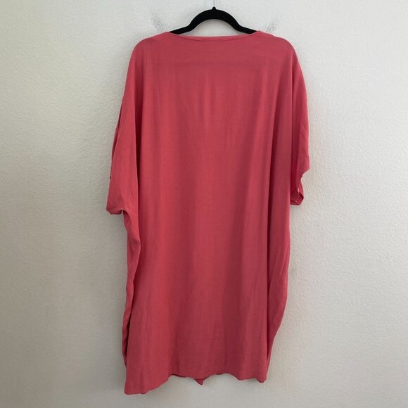 Madewell Womens Plus 3X V Neck Button Up Dress Rose Pink Short Sleeve - Picture 8 of 9